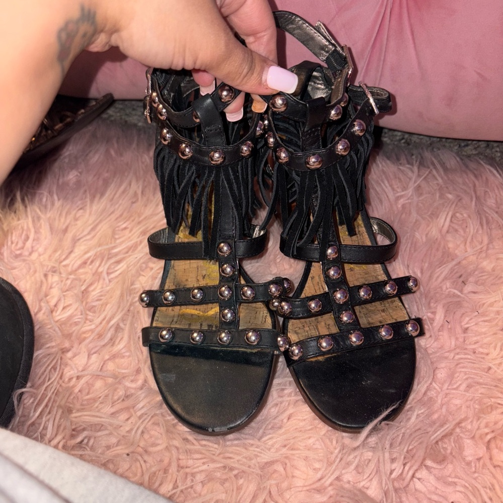 Sam Edelman Black Gladiator Sandals with Studded Straps used size 7.5